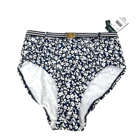 Ralph Lauren High-Waist Belted Bikini Bottom Navy size 4 NWT org. $70 - Picture 2 of 6